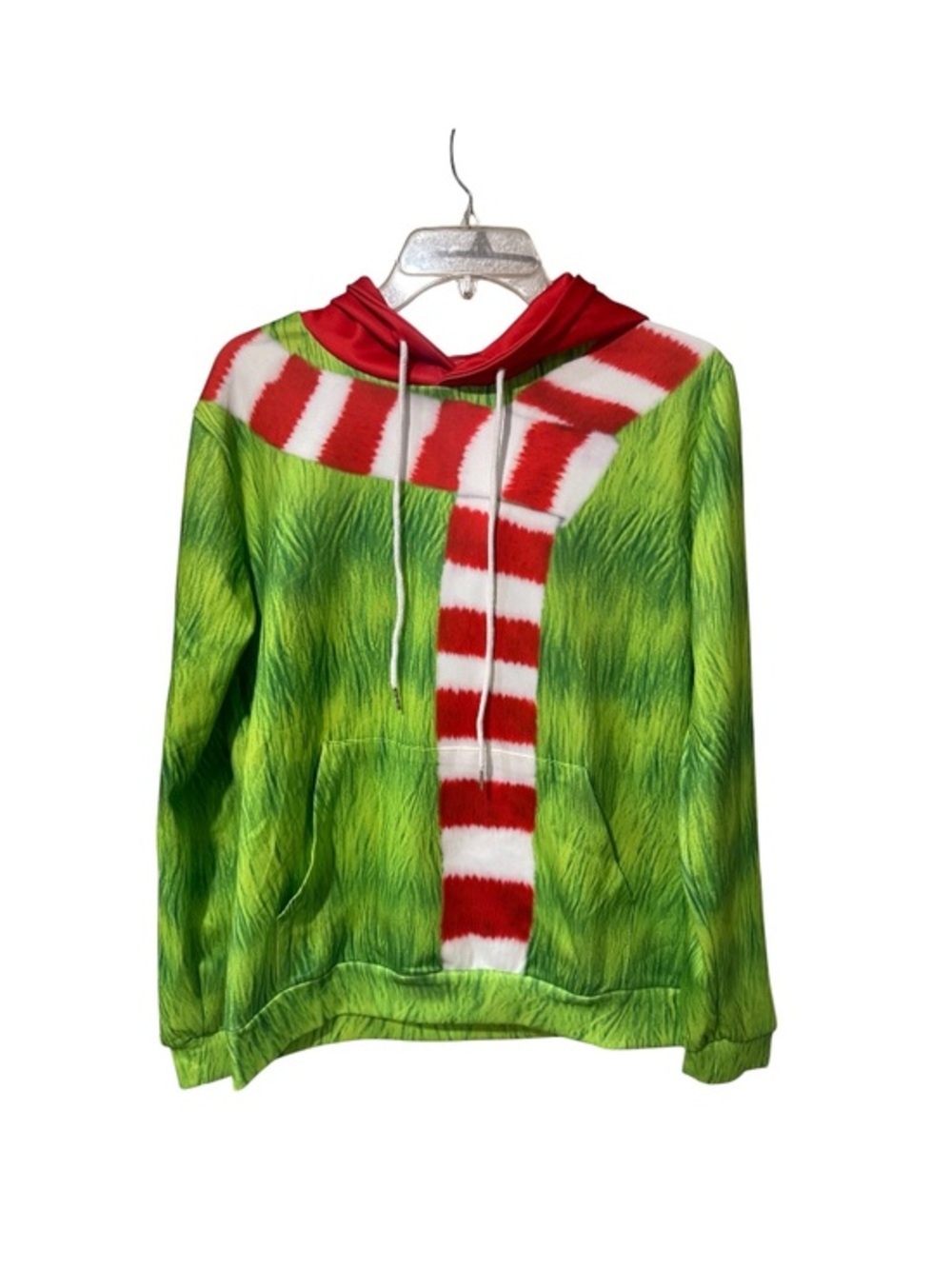 3D Funny Print Hooded Pullover Green Christmas Costume Sweatshirt size small